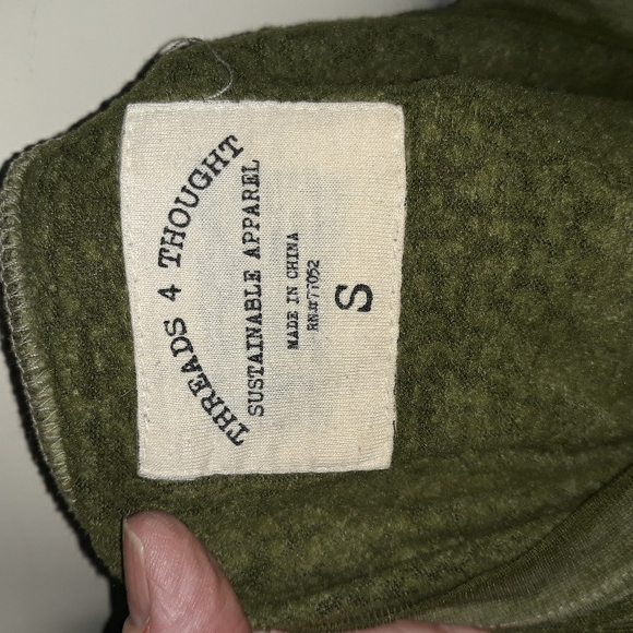 Threads 4 Thought green overdyed cotton  blend sweater. Small - Picture 2 of 8